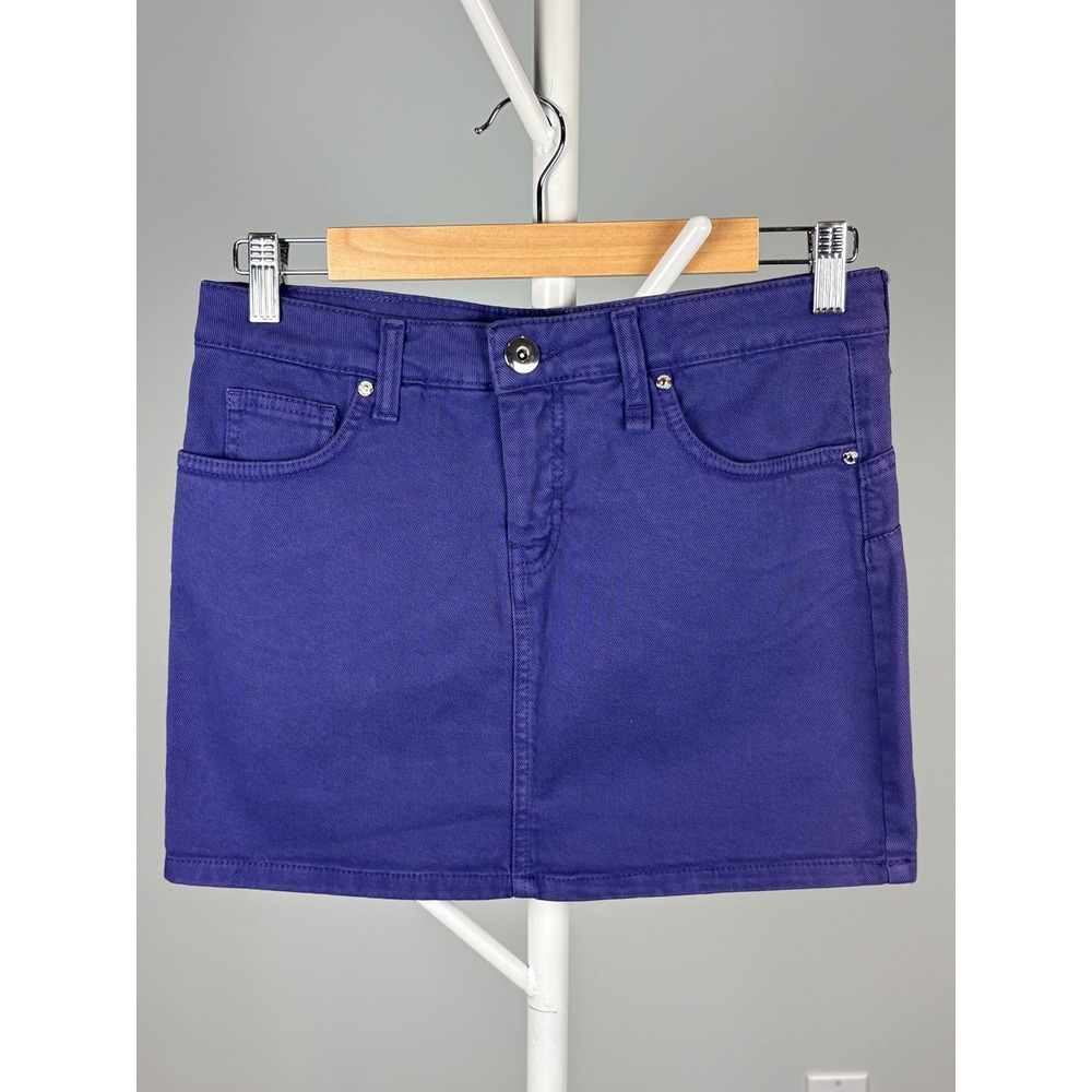 Fiorucci Womens Purple Denim Mini Skirt Made in Italy Stretch Size 26 40